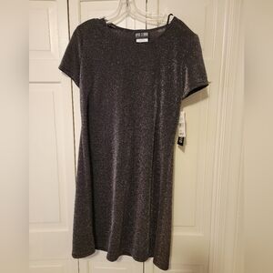 Byer Studio Black Glitter Mini Dress Size 14 NWT